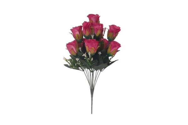 Selyemvirág szál 12 db rózsafejjel, fehér harangvirág kiegészítővel - pink