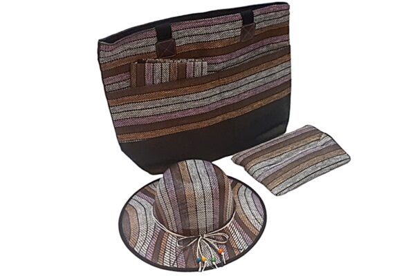 Strand szett (táska, párna, kalap, napozógyékény) - fekete