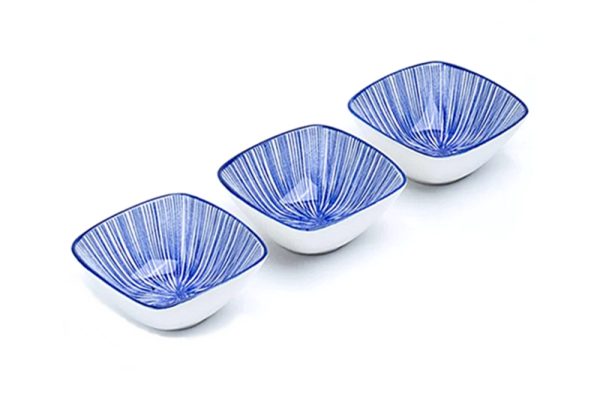 Kis snack tál szett - porcelán (kék mintás) 9,5x4,2x9,5 cm