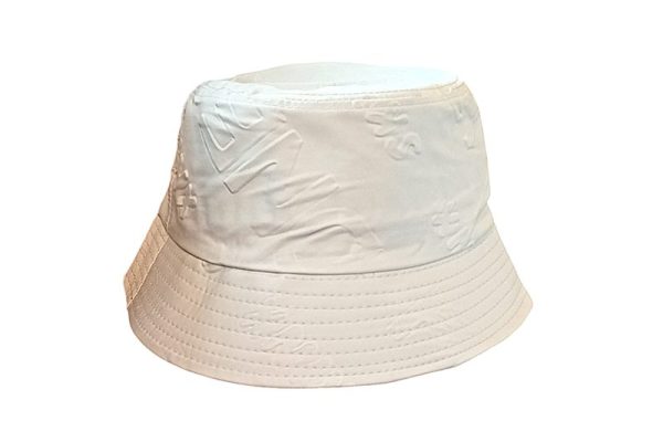 Bucket (vödör) sapka nyomott mintával, pasztell fehér - 58 cm