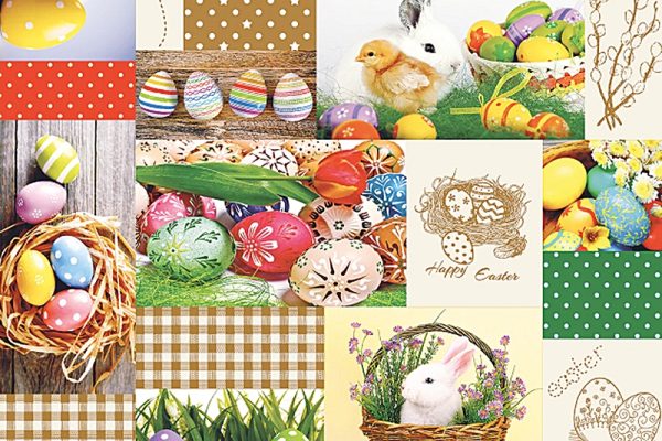 Húsvéti mintás viaszos vászon asztalterítő - 140x180 cm
