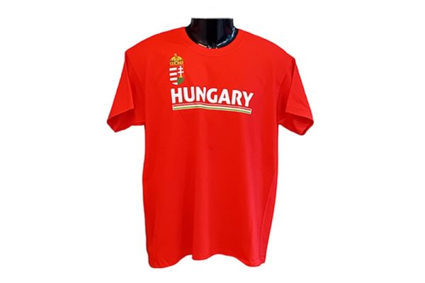 Hungary feliratos, címeres férfi póló, piros - XL-es