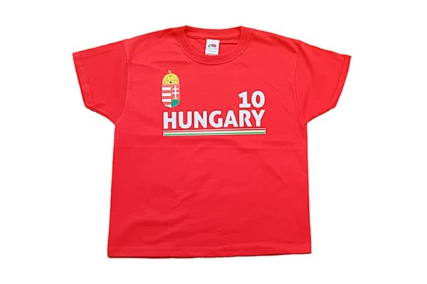 Hungary feliratos, címeres gyerek póló, piros, 164-es (14-16 év)