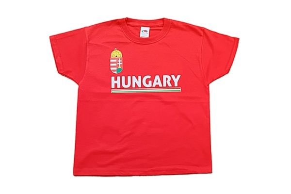 Hungary feliratos gyerek póló - piros, 104-es (3-4 év)