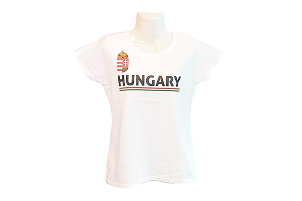 Hungary feliratos, címeres női póló, fehér - XL-es