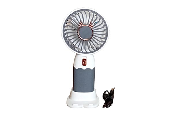 Mini kézi ventilátor, USB tölthető - szürke/fehér